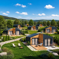 Casa Modular Prefabricada con Estructura de Acero Ligero y Aislamiento, Arquitectura Contemporánea Tipo Granero, para Hoteles, Resorts o Retiros Familiares