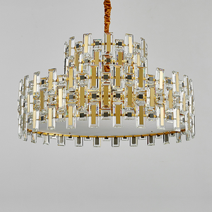 Lampe à suspension en cristal K9 au design moderne, lustres rectangulaires en cristal doré de luxe pour le salon - Product Image 6