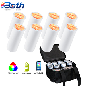 8 pièces avec sac, mini projecteur LED rechargeable à effets RGBWA UV Chroma Cannon, télécommande sans fil, lumière de fête - Product Image 1