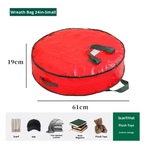Multi-Size Red PE Lightweight Christmas Wreath Storage Bag with Carry Handles for Garland Decoration Organization - Product Image 6