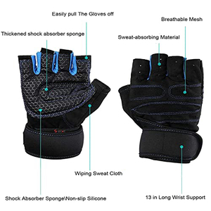 Gants de musculation demi-doigts respirants avec coussinets en gel pour hommes – Protection pour l'entraînement sportif et la musculation en gros - Product Image 3