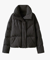 Doudoune d'hiver imperméable pour femme, longueur standard, avec pompons en fourrure, col montant, tissu froissé, coupe ample, zippée, réversible