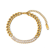 Collier et bracelet de plage en acier inoxydable 316L plaqué or 18 carats PVD, étanches et inaltérables, avec zircon, vente en gros, directement de l'usine