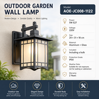 Lampe murale d'extérieur 5W E27 IP54, lanterne en aluminium et verre 220V avec ampoule pour porche, patio, cour, villa, éclairage extérieur LED