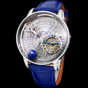 Montres personnalisées de haute qualité, entièrement serties de diamants, mouvement tourbillon étincelant, montre-bracelet élégante, cadeaux pour hommes pour Noël - Product Image 1