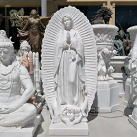 BLVE Église Religieuse Catholique Décoration De Jardin En Marbre Naturel Sainte Famille Statue Marie Joseph Jésus Sculpture