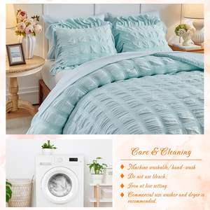 Vendita calda Seersucker copripiumino di lusso e federe cuscino copripiumino in poliestere copripiumino letto <span class=keywords><strong>matrimoniale</strong></span> Set <span class=keywords><strong>per</strong></span> il commercio all'ingrosso personalizzato - Product Image 3