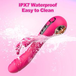 Double Orgasm Sex Vergnügen Klitoris Climax Pussy <span class=keywords><strong>Massage</strong></span> Zauberstab LCD-Display lecken realistischen <span class=keywords><strong>Dildo</strong></span> für Frau Kaninchen Vibrator