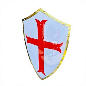 Écusson médiéval de la Croix Rouge des Templiers en métal, avec motif sculpté, rond de 22 pouces, pour fête d'anniversaire et décoration intérieure - Product Image 3