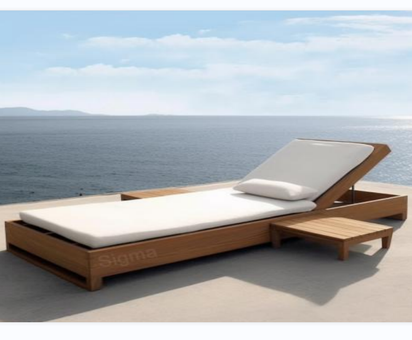 2024 Customized Designer Luxury Designer Modern Hotel Exterior Outdoor Patio Teak Solid Wood Day Bed Furniture Lounger