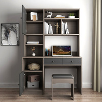 Meuble de maison gain de place, bureau d'étude, bureau d'ordinateur de bureau pas cher avec chaise, rangement, bois moderne, 1 ensemble, MDF, panneau en bois, panneau