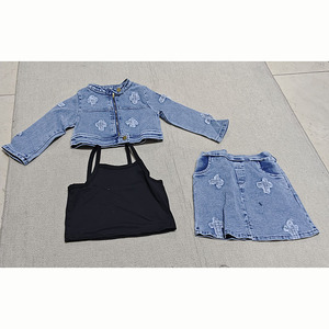 Ropa de Primavera Otoño 2026 para Niñas, Conjunto de 3 Piezas con Chaleco Vaquero Bordado y Falda, Ropa Infantil de Calidad, 0-3 Años - Product Image 2