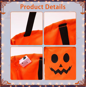 Nuova Borsa per Caramelle di <span class=keywords><strong>Halloween</strong></span> con Luci LED, Riutilizzabile a Forma di Zucca, Borsa per Bambini, Sacchetto Regalo per Feste di <span class=keywords><strong>Halloween</strong></span> - Product Image 5
