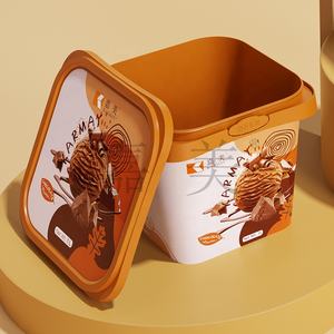 1L Ice Cream container With Lid plastic <b>box</b> with <b>security</b> lock IML Printed Frozen -18 Centigrade Used supplier food packaging - Product Image 5