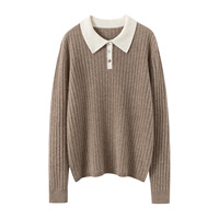 Damen Kaschmir-Pullover mit Polokragen Einfacher Preppy-Stil Lässiger Einfarbiger Pullover mit Umlegekragen aus Kaschmir mit Individuellem Logo