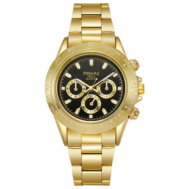 New Arrival Men's Luxury Stainless Steel Gold Watches Green Analog Dial Display Sport and Fashion Styles 20mm Band Width Clock
