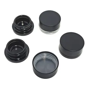 Tarros de vidrio 3ml 5ml 7ml 9ml schwarz weiß runde kinder sichere Öl konzentrate Gläser mit kinder sicherer Kappe