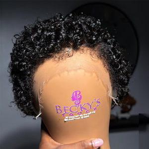 Perruques en <span class=keywords><strong>cheveux</strong></span> humains naturels 100% avec <span class=keywords><strong>coupe</strong></span> pixie bouclée 13x4 HD Lace Front pour femmes noires, perruques Jamila sans colle, noir naturel - Product Image 6