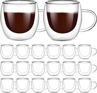 Mug Kaca Isolasi Ganda 5oz 150ml Langsung dari Pabrik, Cangkir Kopi Teh Espresso Latte dengan Gagang