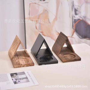 Support de lecture triangulaire en bois avec porte-gobelet pour bureau, support de livre à double couche - Product Image 2