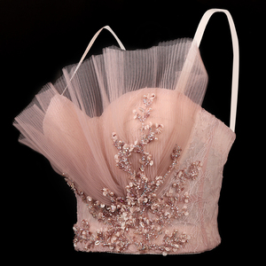 Elegante Corsé de Encaje Floral con Bordado y Cuentas para Novias, Corsé Hecho a Mano para Eventos y Banquetes - Product Image 2
