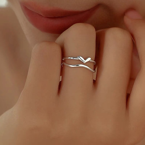 S925 Sterling Silver Double Layer Heart <b>Ring</b> For Women <b>Open</b> Index Finger Simple Versatile Jewelry Gift - Product Image 1