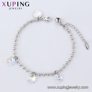 76069 Xuping 2020 di colore rodio cristalli, perline e campana <span class=keywords><strong>con</strong></span> ciondolo a mano braccialetto - Product Image 4