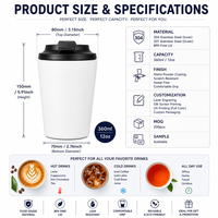 Mug à café isotherme personnalisé avec logo, 12 oz, en acier inoxydable, tasse de voyage avec couvercle rabattable anti-fuite et base en silicone