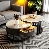 Nouvelle table basse double moderne et élégante en verre imitation marbre et ardoise pour l'ameublement de la maison