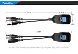 <span class=keywords><strong>Balun</strong></span> de <span class=keywords><strong>Video</strong></span> Pasivo Único RJ45 de 8MP 1080P, Conector Coaxial BNC CVI TVI, Transmisión de 300M, Entrada de 12-36V, Monitor CCTV 2:1 - Product Image 3