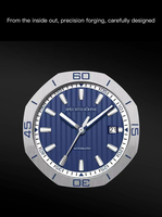 Montre de plongée sportive haut de gamme 40MM Miyota 8215, automatique, mécanique, en acier inoxydable, cadran en cristal, résistante à l'eau 5BAR, pour hommes