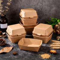 Boîte en papier sulfurisé carrée pour aliments frits, emballage pour restauration rapide, boîte à poisson et frites, matériau kraft, vente en gros