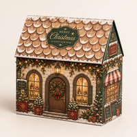 Boîte cadeau pliable magnétique personnalisée en forme de maison pour la veille de Noël, avec couvercle rabattable, pour chocolats et friandises