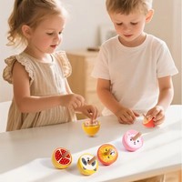 Houten Draaitops Set 6 Stuks Fruit Dieren Handgespannen Speelgoed Kinderen Balans Educatief Spel OEM