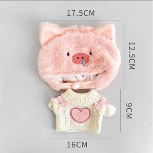 Mignonne robe <span class=keywords><strong>tenue</strong></span> vêtements seulement 20cm petit castor rubis poupée bébé morveux cochon chapeau amour pull ensemble - Product Image 4