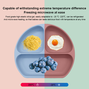 Ensemble de vaisselle écologique pour <span class=keywords><strong>bébé</strong></span> 4 pièces en gros sans BPA, assiette divisée par succion en silicone, couvercle, cuillère et fourchette pour l'alimentation des bébés - Product Image 3