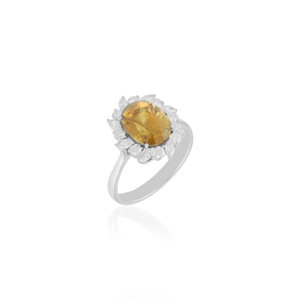 Oval Sphene Gemstone and Diamond Halo <b>Cocktail</b> <b>Ring</b> in White <b>Gold</b> elegant white <b>gold</b> <b>cocktail</b> <b>ring</b> features a vibrant <b>Ring</b> - Product Image 3