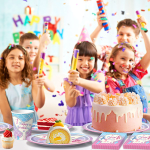 Juego de Vajilla Desechable para Fiesta de Sirenas, Platos, Vasos y Servilletas de Papel para Cumpleaños Infantiles - Product Image 4