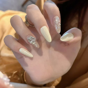 Faux Ongles Réutilisables en Gros, Amande Artificielle Rouge Blanc Marron Tacheté, Style Euro-Américain, à Presser - Product Image 5