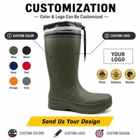 Bottes de pluie de travail coupe-vent avec bande réfléchissante en EVA, col à cordon, patch antidérapant pour la pêche, l'élevage et les activités aquatiques sauvages