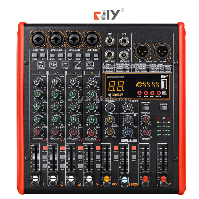ES400 4 Channel Mini Audio Mixer USB Audio Interface Perfect for Home Karaoke Recording