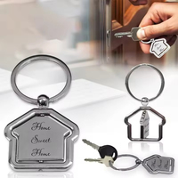 Logo gravé personnalisé immobilier maison forme agent immobilier porte-clés Sublimation métal blanc maison porte-clés