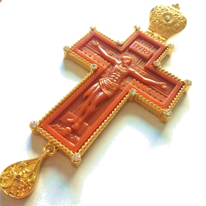 <span class=keywords><strong>Cadena</strong></span> de eslabones chapada en oro/plata antigua, con crisol de resina marrón, aleación, cruz Pectoral - Product Image 3