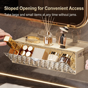 Modern Luxury Wall Mounted Storage <b>Box</b> With Sloped Opening For Bathroom Skincare And Cosmetics Organization - Product Image 1