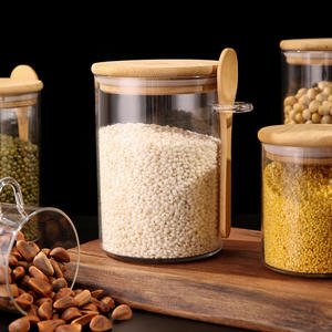 Multifunctional Kitchen Glass Food <strong>Storage</strong> Jar with Spoon <strong>Wooden</strong> Lid Household Sealed Spices Jars Food <strong>Storage</strong> <strong>Box</strong> - Product Image 3