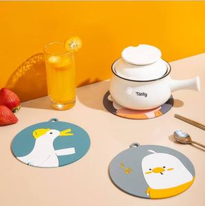 Cartoon Animal Round Silicone Cup Coaster Non Slip Heat Resistant Waterproof With Hanging Hole <b>Table</b> <b>Protection</b> Pad For Home Use - Product Image 6
