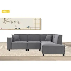 E-commerce Full Kd Hot Sales Of Wayfair L Shaped Sofa Couch Reversible Chenille Small Sectional Sofa For Living Room G547