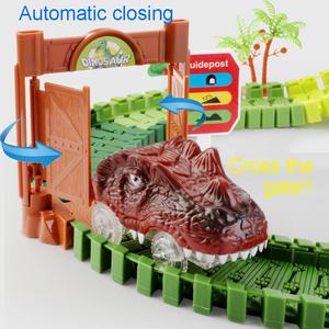Set de construcción de carril de dinosaurio eléctrico para niños, 182 piezas, juego de pista flexible de dinosaurios - Product Image 5
