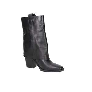 Botas de Media Pantorrilla para Mujer Carmela, Tacón Cuadrado, Cuero Negro - Product Image 5