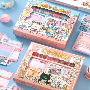 Set di Nastri Adesivi e Blocchetti per Appunti Simno a Tema Animali Cartoon, 120 Pezzi, Kit di Cancelleria con Adorabili Gattini, Adesivi e Blocchetti per Diari - Product Image 2
